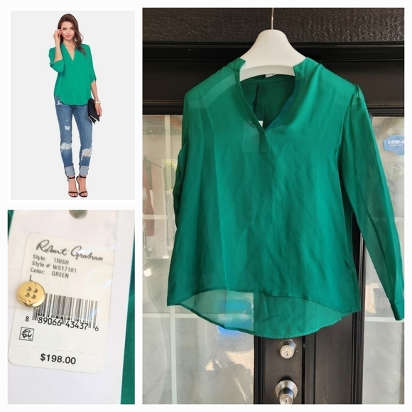 😍😍NEW‎ ROBERT GRAHAM SILK BLOUSE - Picture 1 of 2